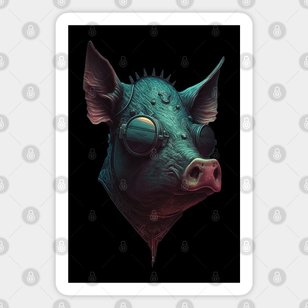 Industrial Swine - The Steampunk Pig Animal Magnet by RailoImage